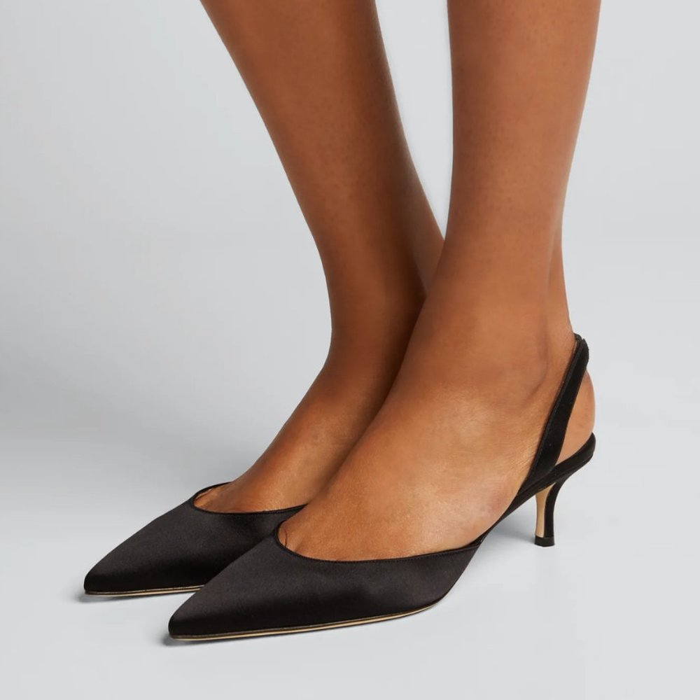 vintage Manolo Blahnik Satin Slingback Pumps